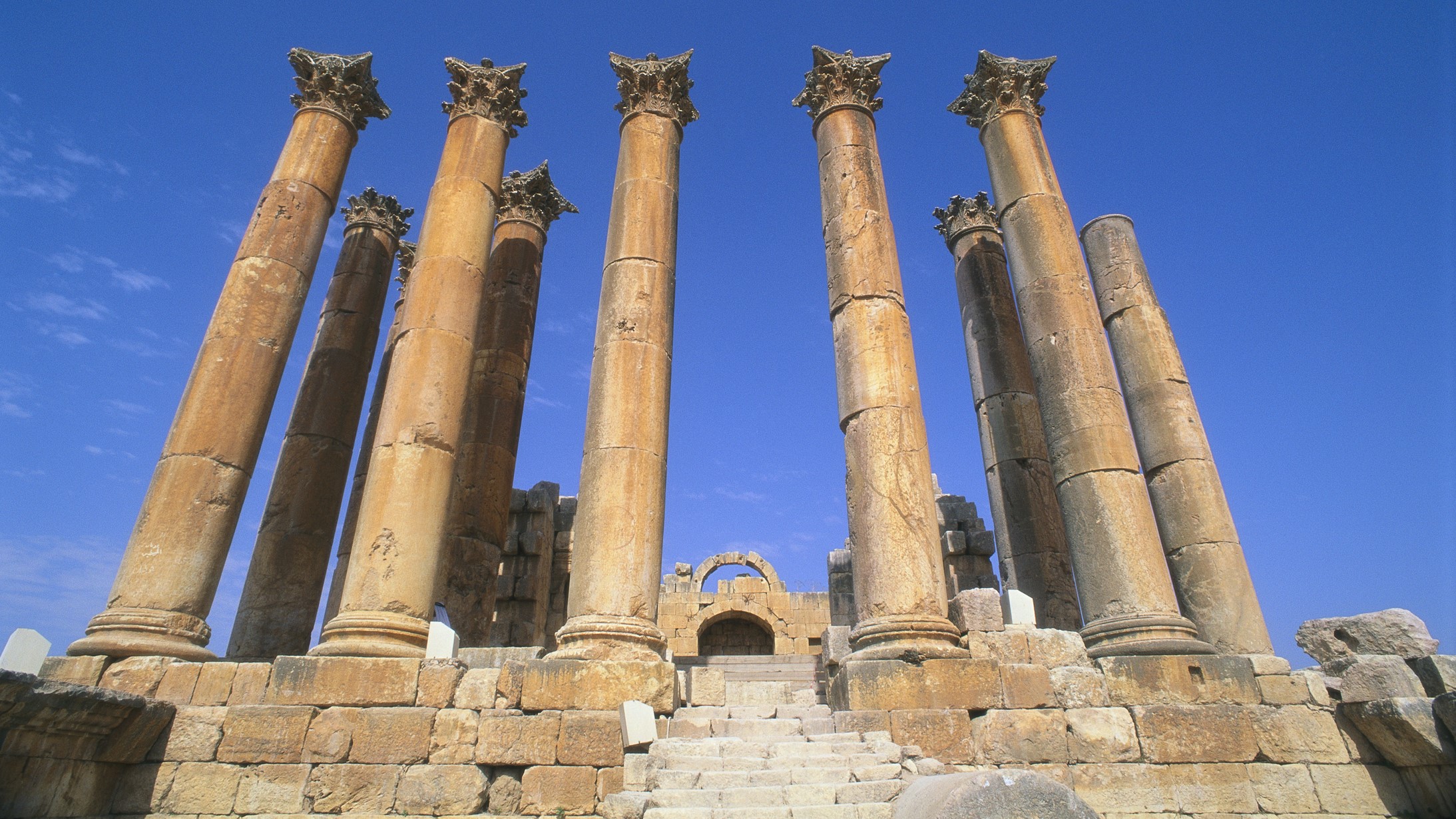 The ruins of temple of Artemis in Jerash, Jordan.