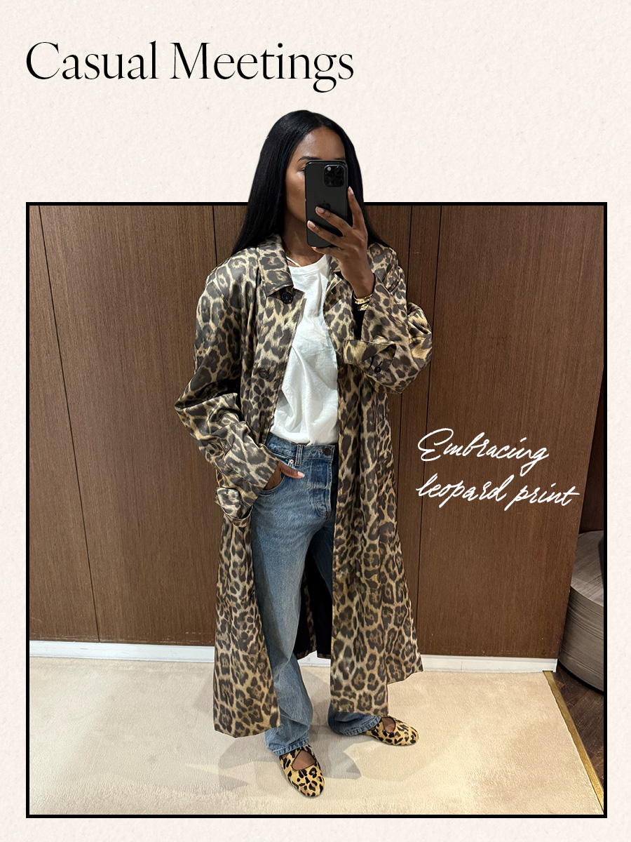 Marilyn NK in leopard print coat and jeans