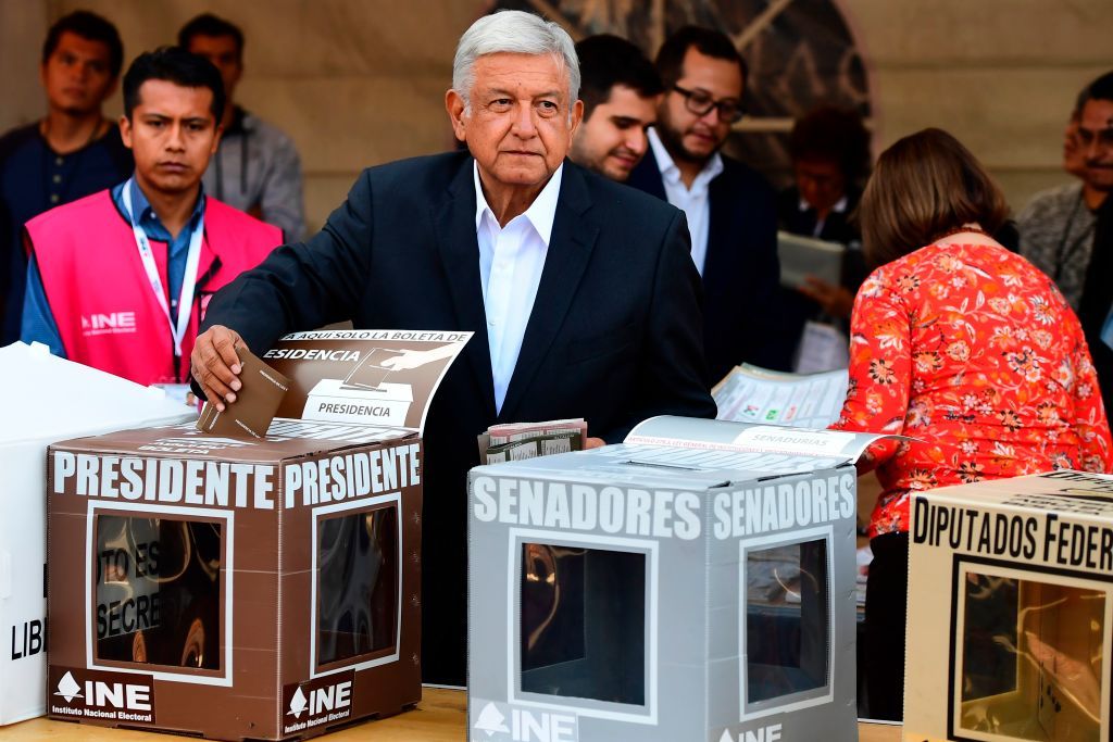 Mexico&amp;#039;s presidential candidate Andres Manuel Lopez Obrador for the &amp;#039;Juntos haremos historia&amp;#039; party, casts his vote during general elections, in Mexico City, on July 1, 2018.