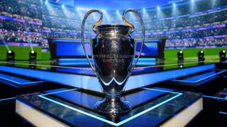 General view of the UEFA Champions League trophy ahead of the draw at Grimaldi Forum on August 27, 2026 in Monaco
