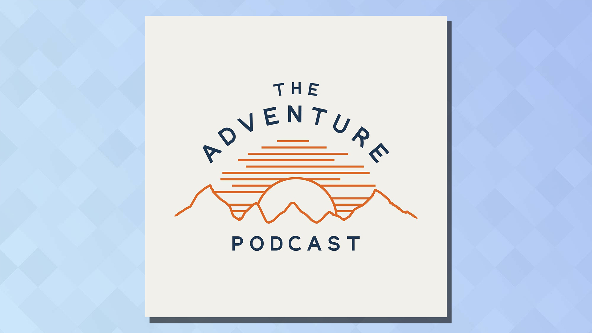 The logo of the The Adventure Podcast podcast on a blue background