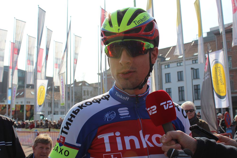 Peter Sagan talks to the media