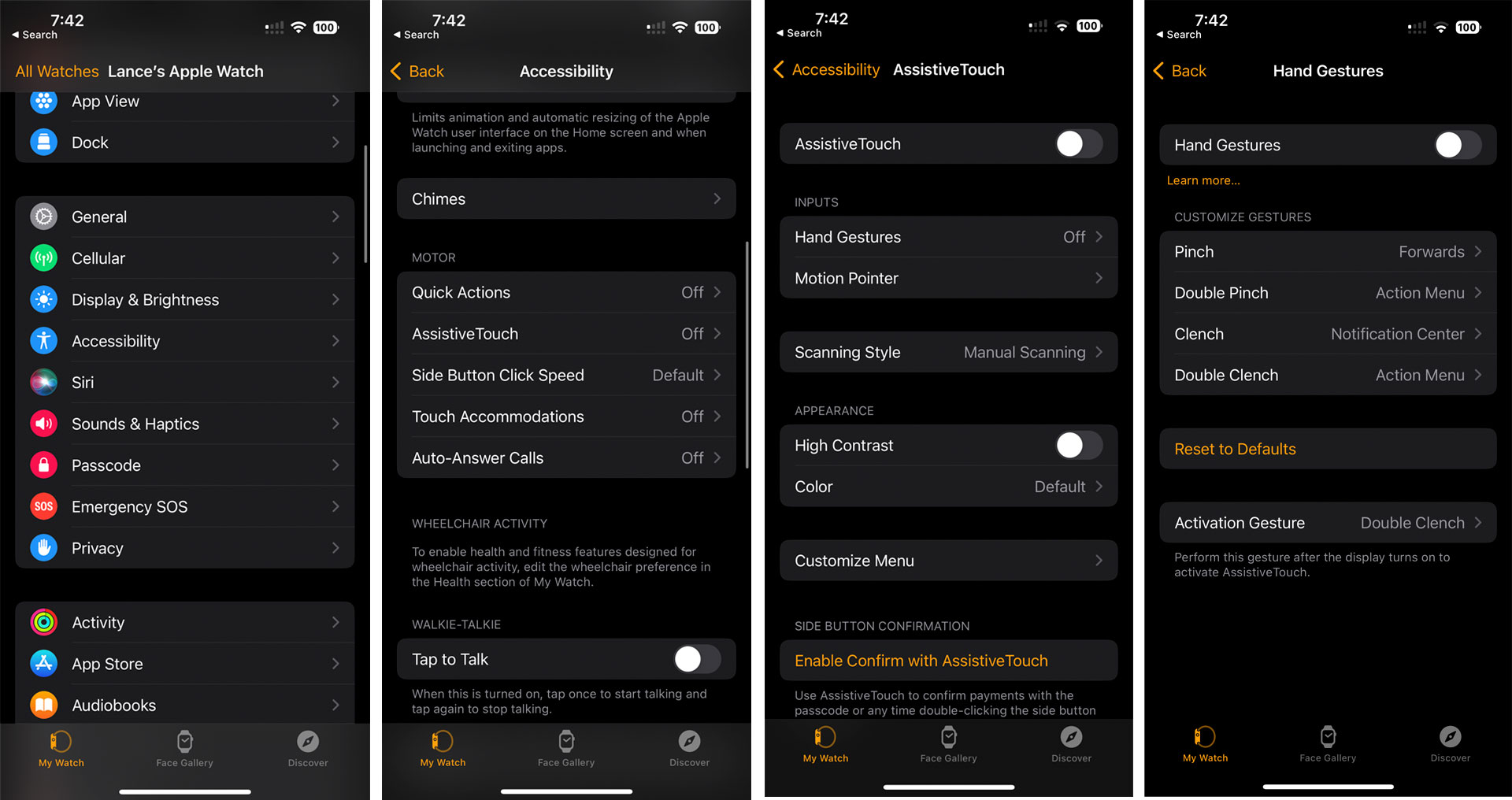 Apple Watch AssistiveTouch settings