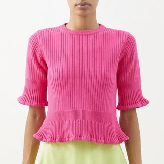 Molly Goddard Evanne Ribbed-Knit Cotton Top