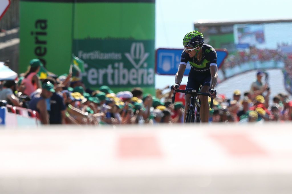 Ruben Fernandez (Movistar) approaches the line
