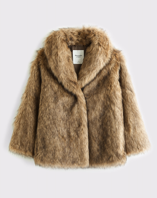 Shawl Collar Faux Fur Coat