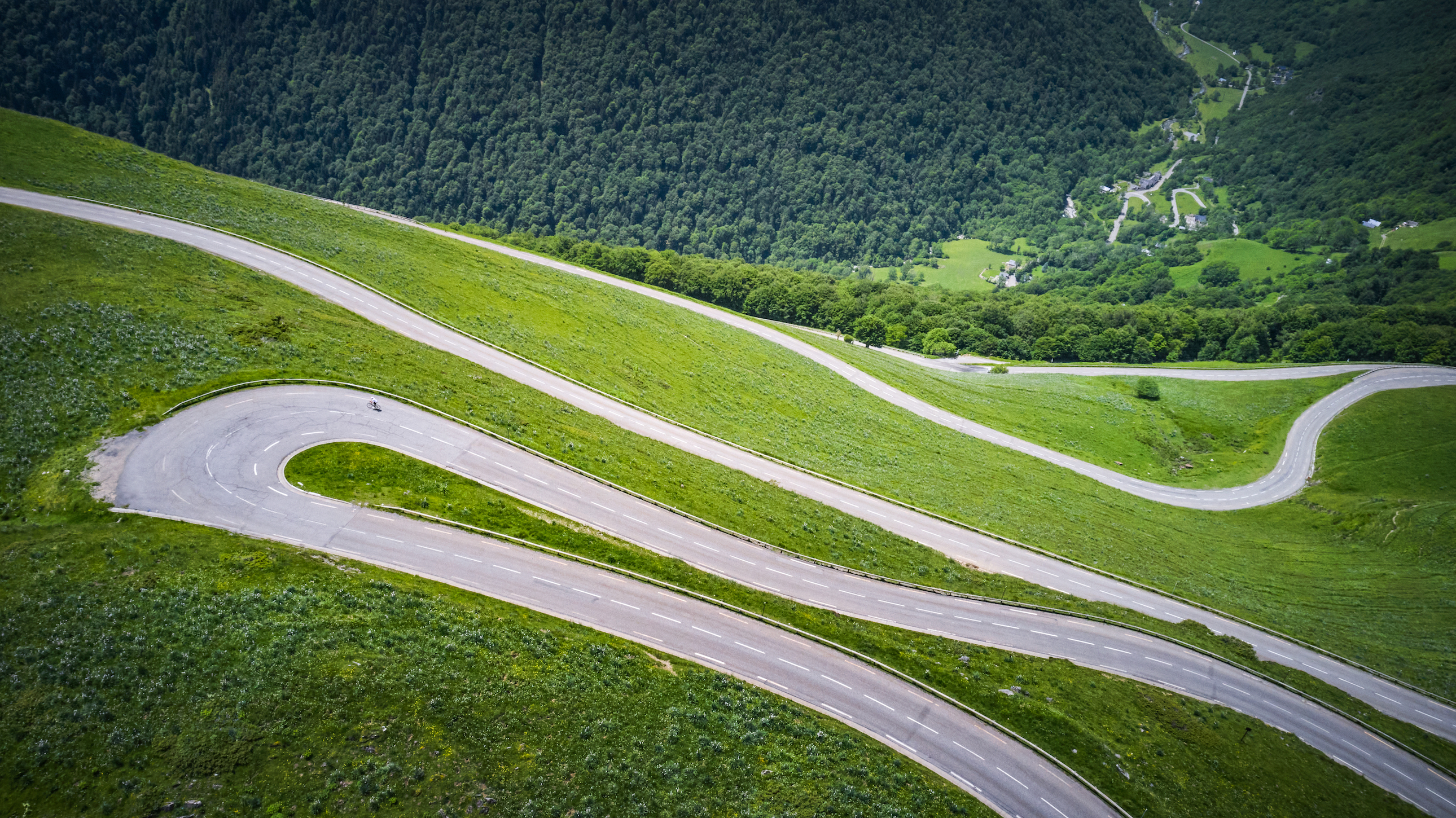 Ribbon of switchbacks shot from above