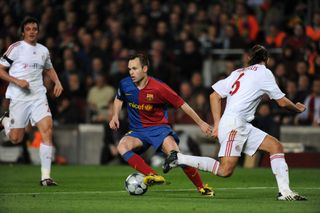 Andres Iniesta in action for Barcelona against Bayern Munich in 2009.
