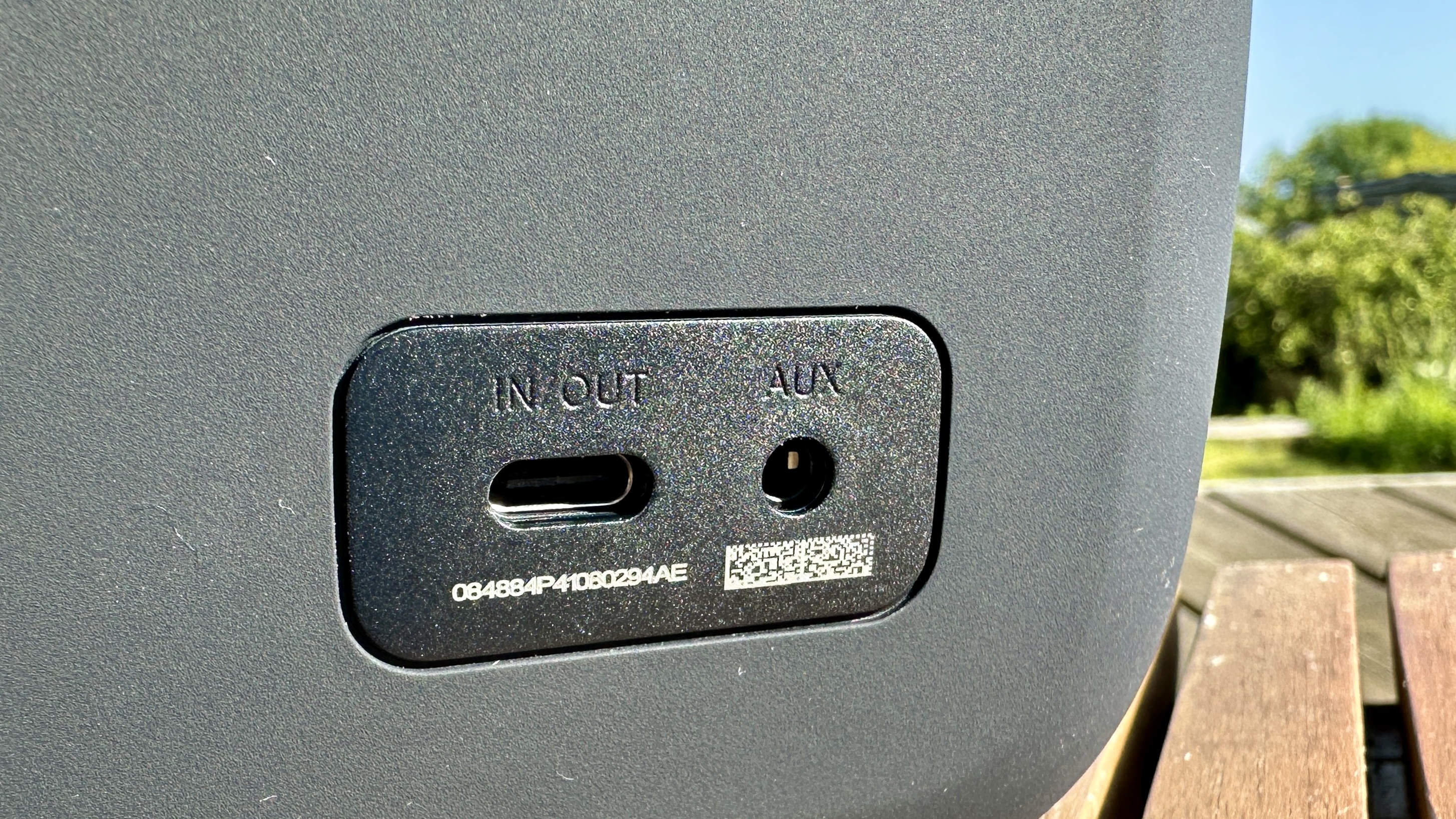 Bose SoundLink Max Bluetooth speaker showing AUX and USB-C ports