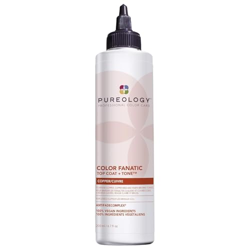 Pureology Color Fanatic Top Coat + Tone Copper High-Gloss Hair Toner | Hair Gloss for Color-Treated Hair | Glaze for Auburn &amp;amp; Red Hair | 6.7 Fl Oz