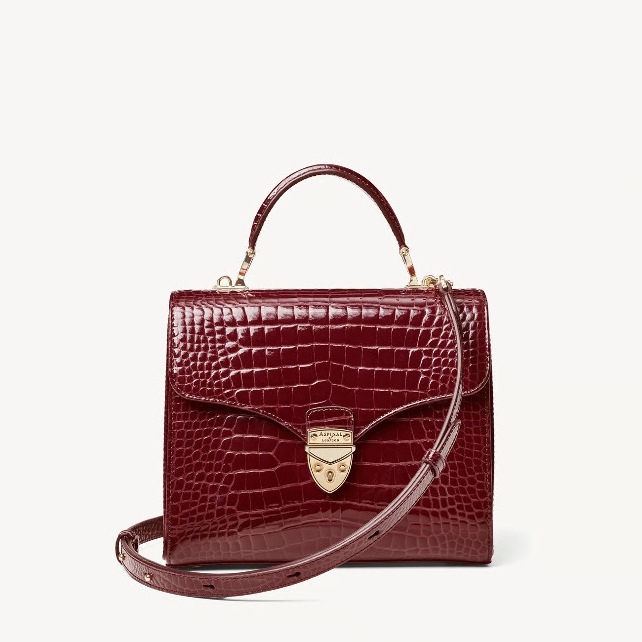 aspinaloflondon, Mayfair Merlot Patent Croc