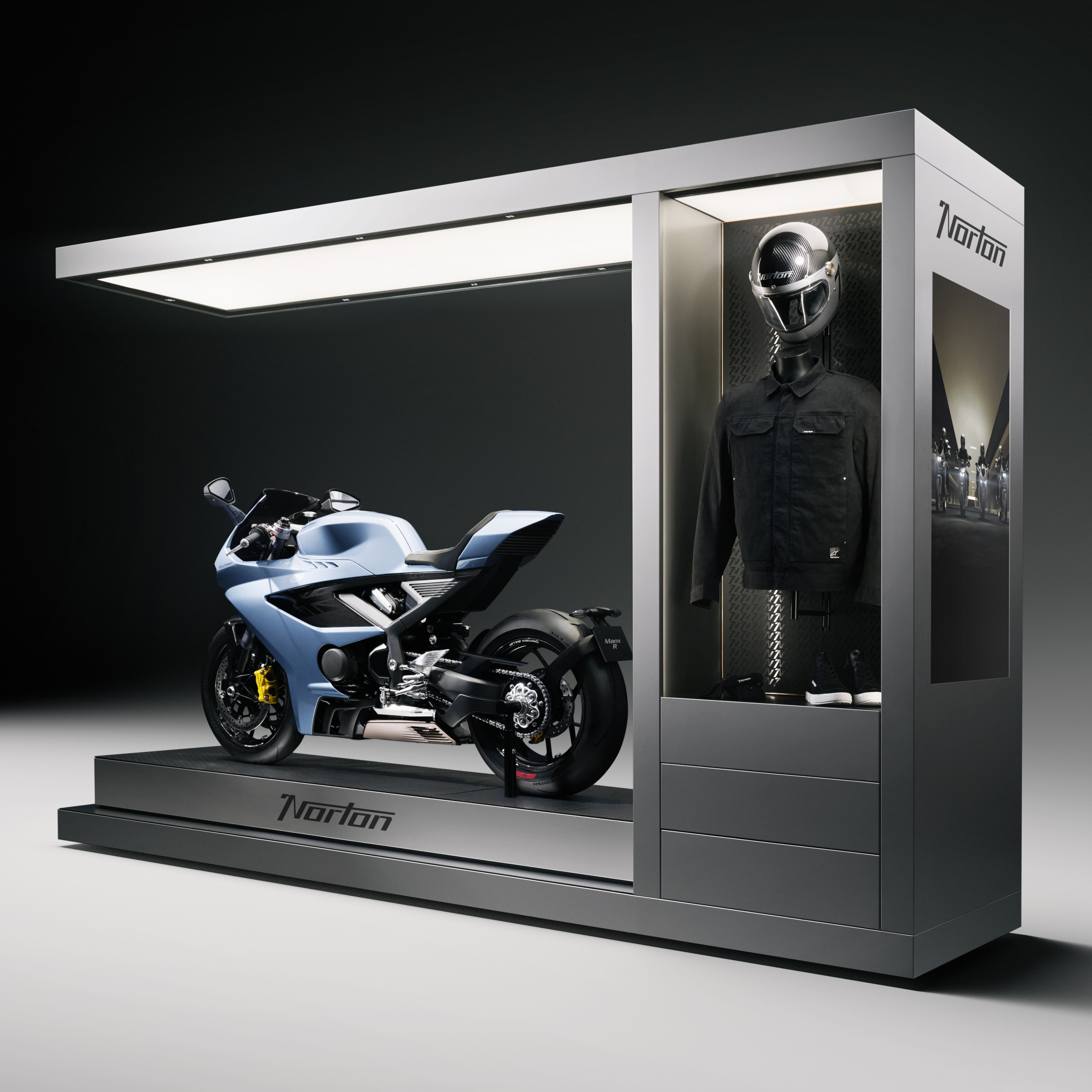 The pavilion includes a display section for accessories