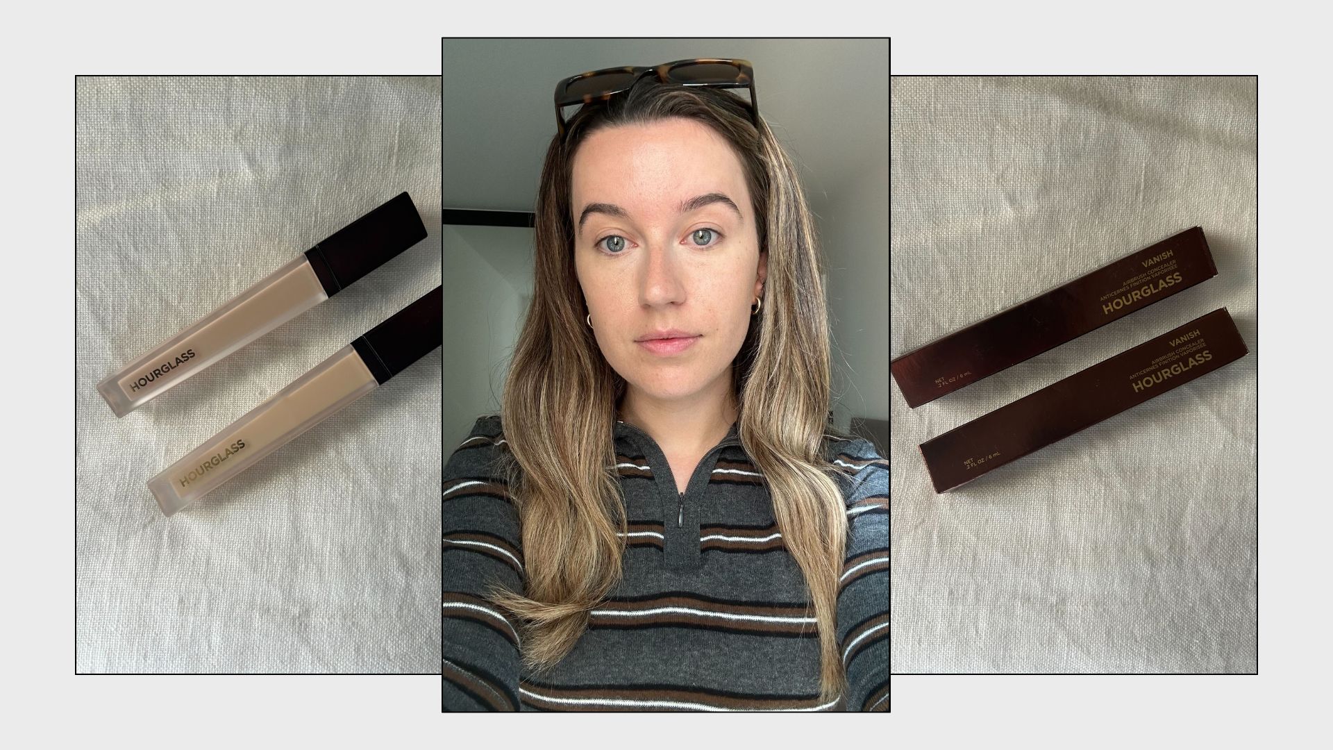 Junior beauty editor, Grace Lindsay, testing the Hourglass concealer