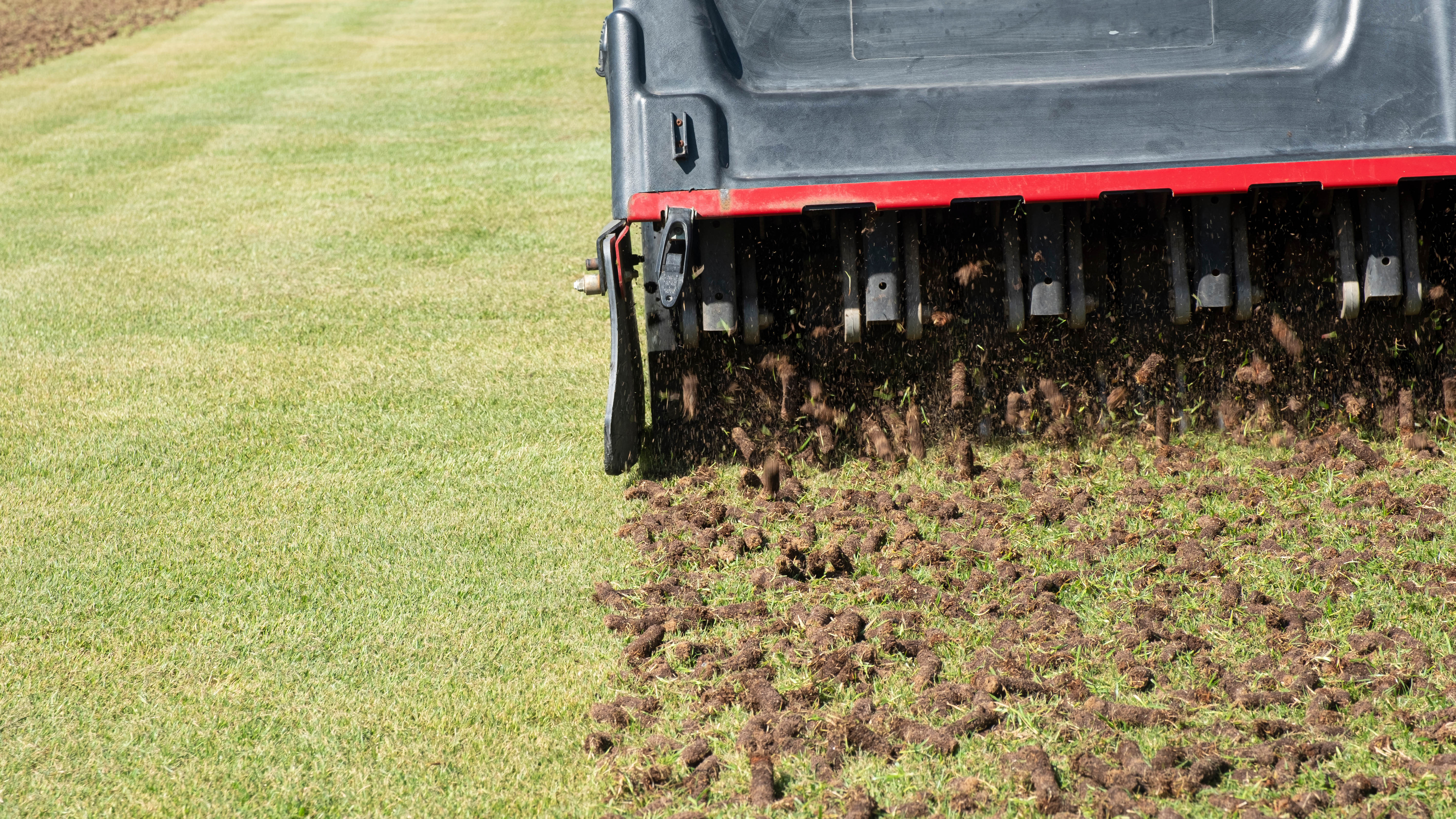 A core aerator used to aerate a lawn