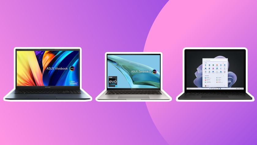 Three of the best laptops for Cricut makers on a purple background