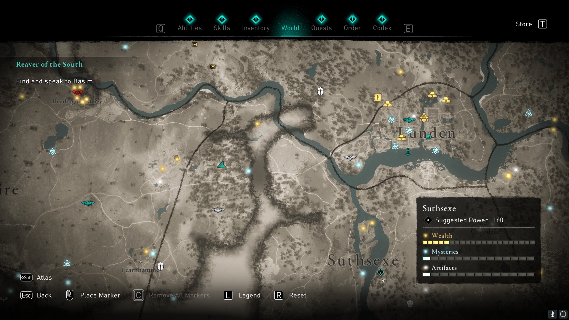 AC valhalla Suthsexe monk's lair treasure hoard map location