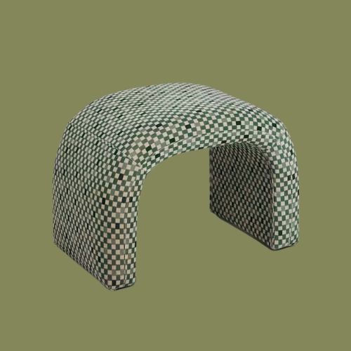 MADE.COM, Beryl Stool in Green Checked Velvet