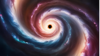 An illustration shows a cosmci tornado flowing around Sgr A* the Milky Way's central supermassive black hole
