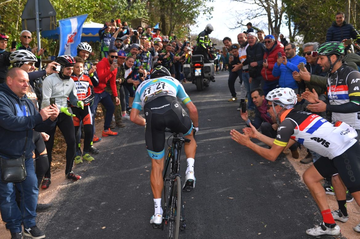 Alexey Lutsenko (Astana) parts the crowds on his solo ride to victory