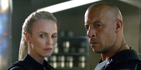 Charlize Theron and Vin Diesel in the Fate of the Furious