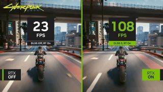 DLSS and ray tracing comparison between Cyberpunk 2077 screenshots