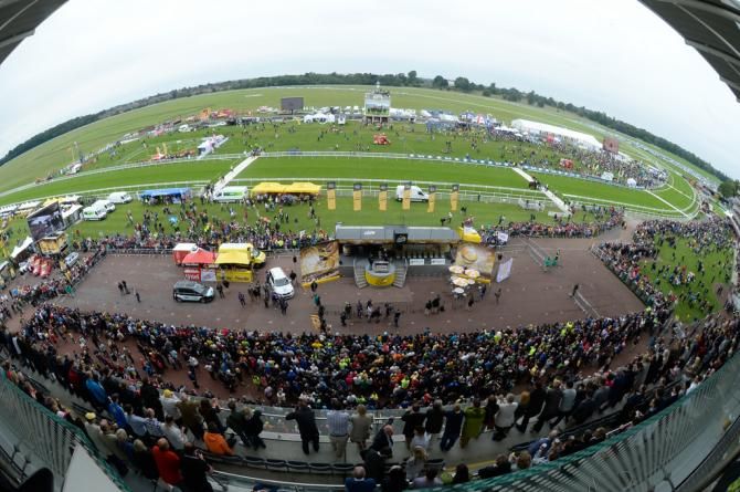 The depart of stage 2 in York at the race track