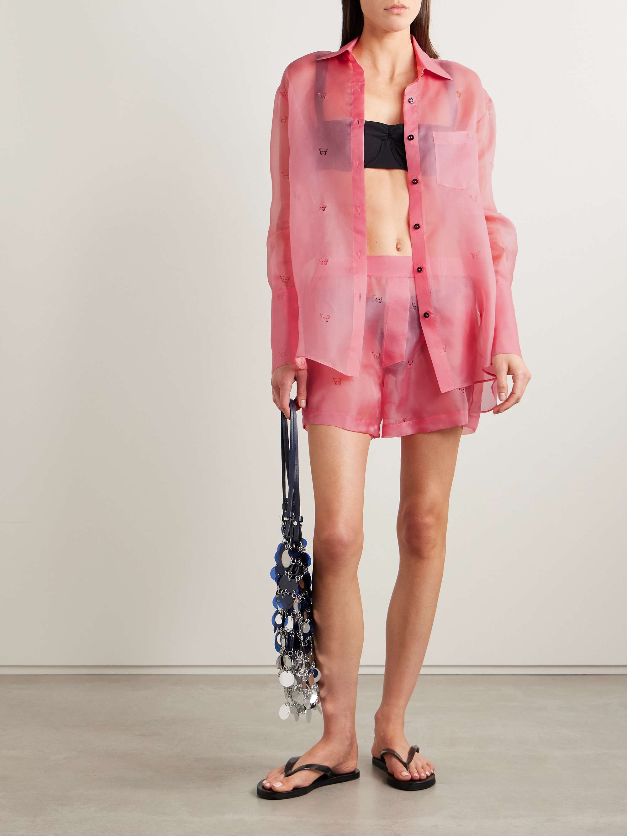Laser-Cut Silk-Organza Shorts