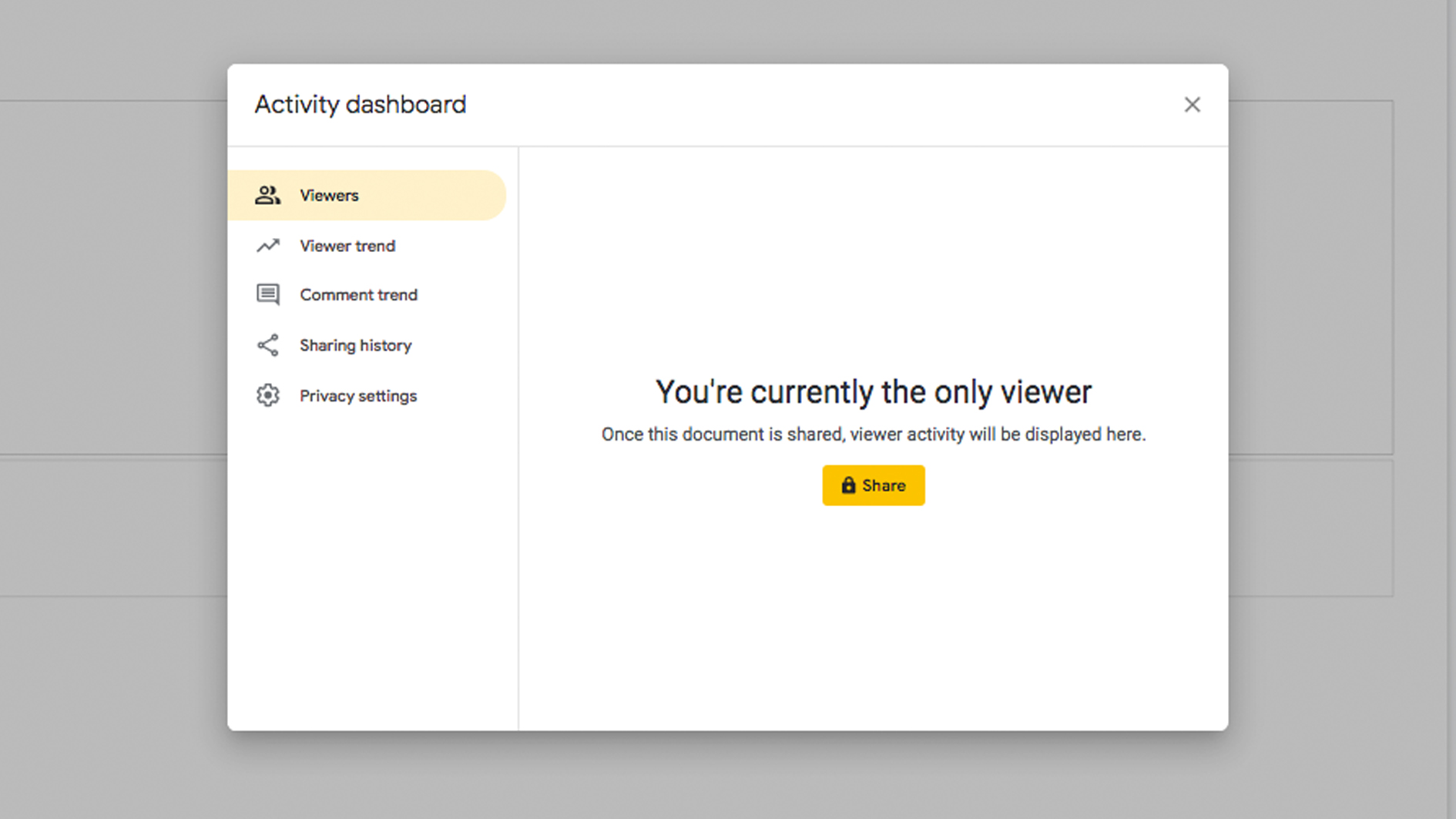 Google Slides Activity dashboard