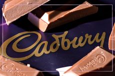 Cadbury ogo surrounded by squares of chocolate