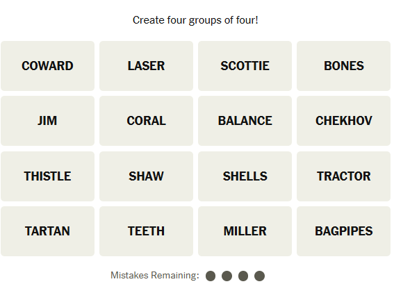 The New York Times Connections puzzle on February 24, 2026