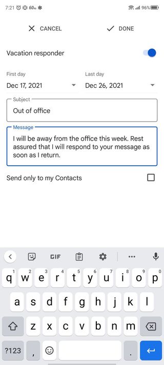 Gmail Mobile Out Of Office