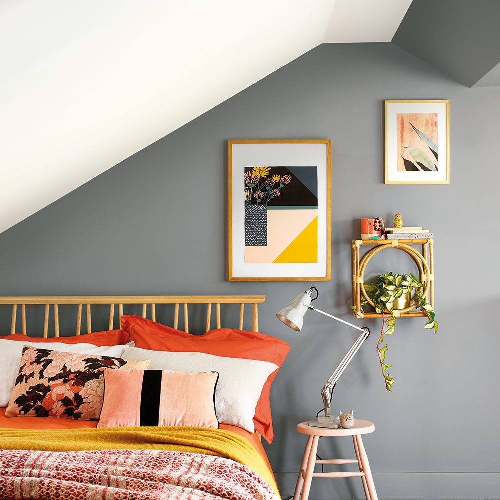 orange and grey bedroom walls