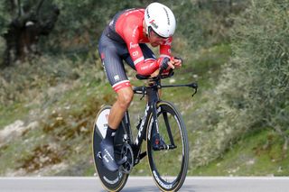 Alberto Contador in action in the Ruta del Sol time trial.