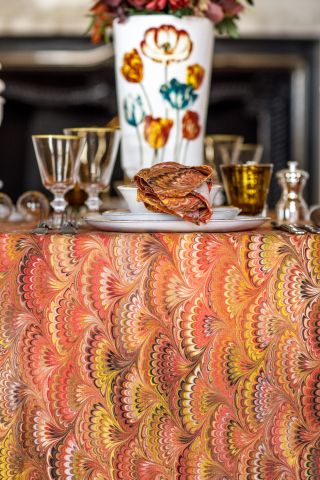 Summerill & Bishop designer tablecloths in fanned marble pattern