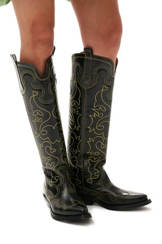 Knee-High Embroidered Western Boots