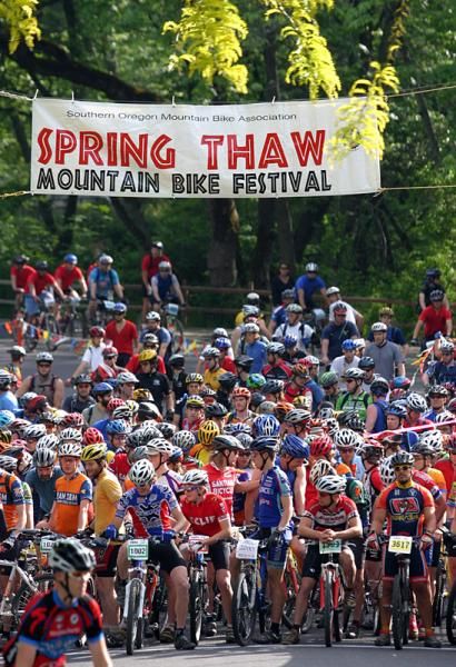 The start of the Spring Thaw mountain bike race.
