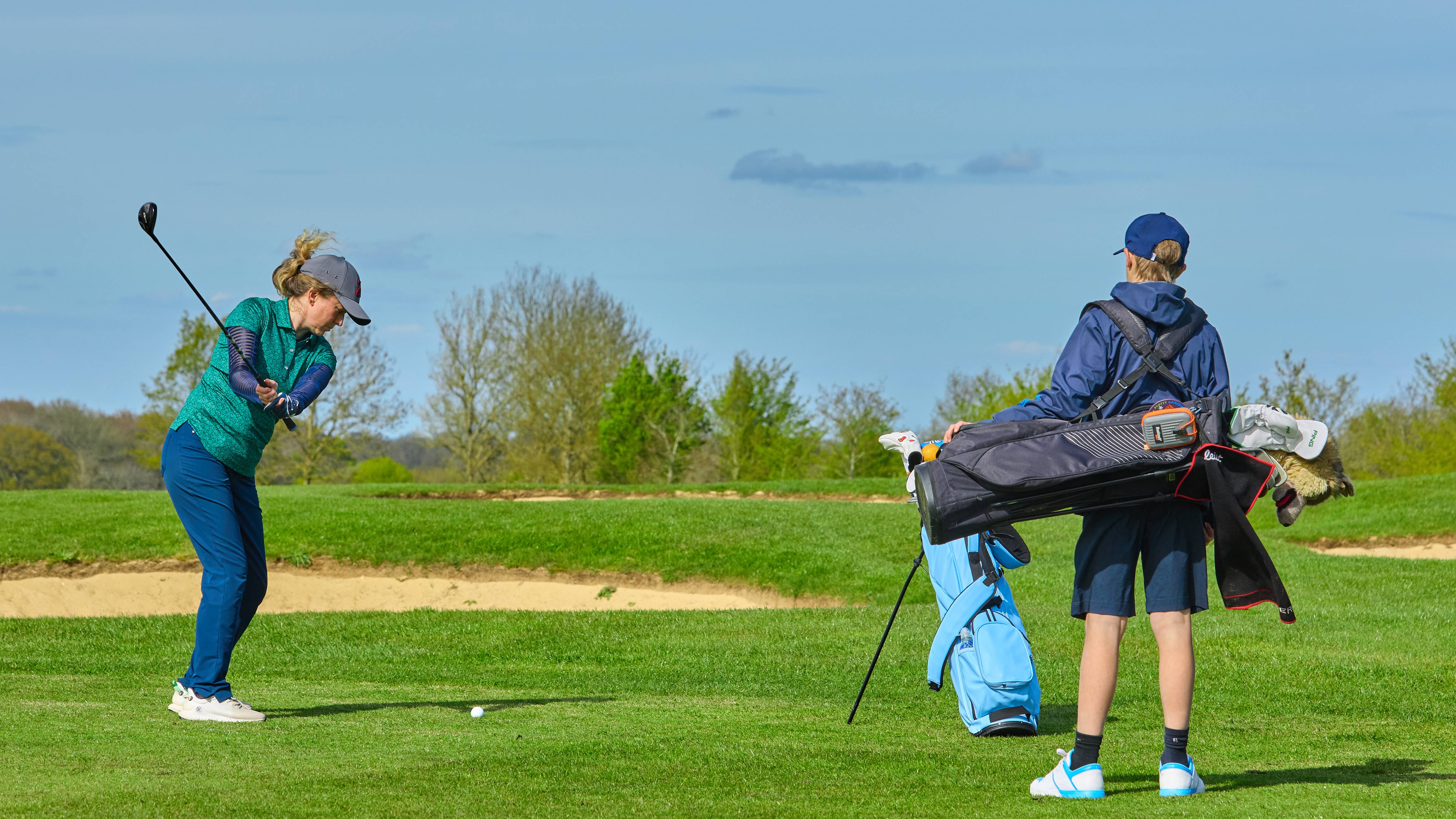 Two golfers on the fairway