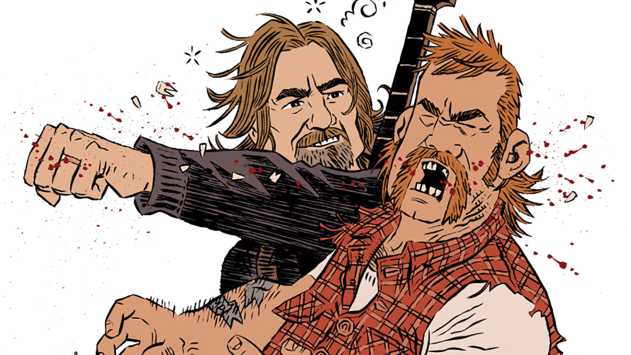 A cartoon of Geezer Butler&#039;s bar brawl