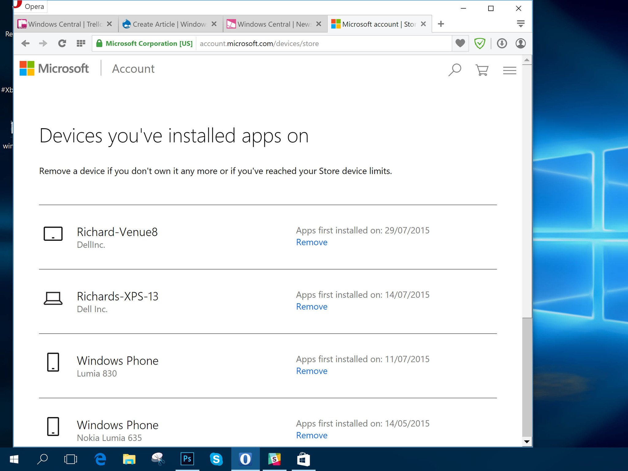 Remove Windows 10 Device from Microsoft Store Account