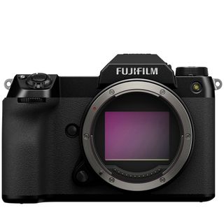 Fujifilm GFX 100S camera on a white background
