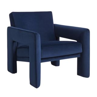 John Lewis Blocky Armchair in Rush Velvet Navy