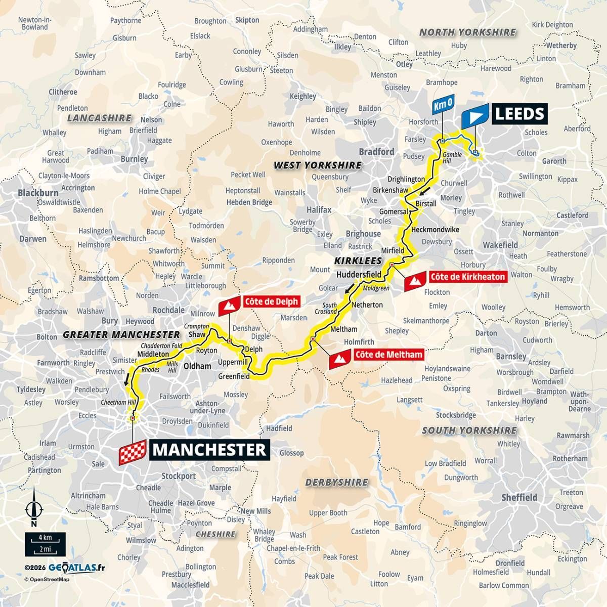 Stage 1 of the Tour de France Femmes: map