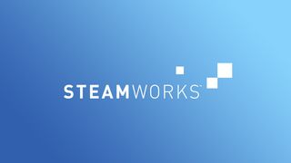 Steamworks logo on a blank blue background.