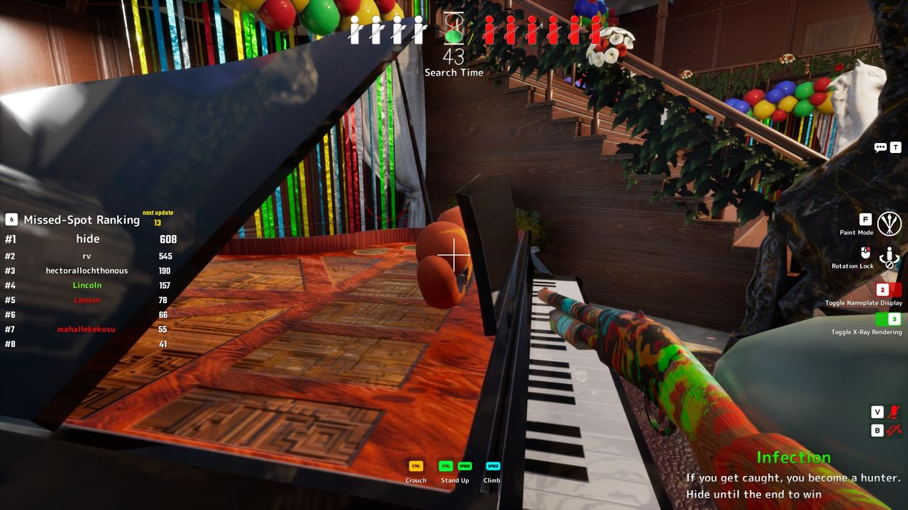 Preparing to shoot an identified chameleon player in Meccha Chameleon.