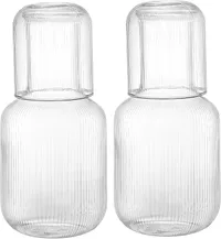 Bekith 2 Set 25 OZ Bedside Night Water Carafe with Tumbler Glass