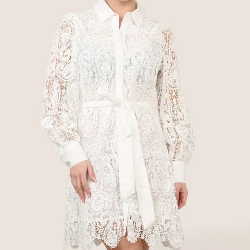 Elaina Fashion , Luxe Lace Shirt Dress
