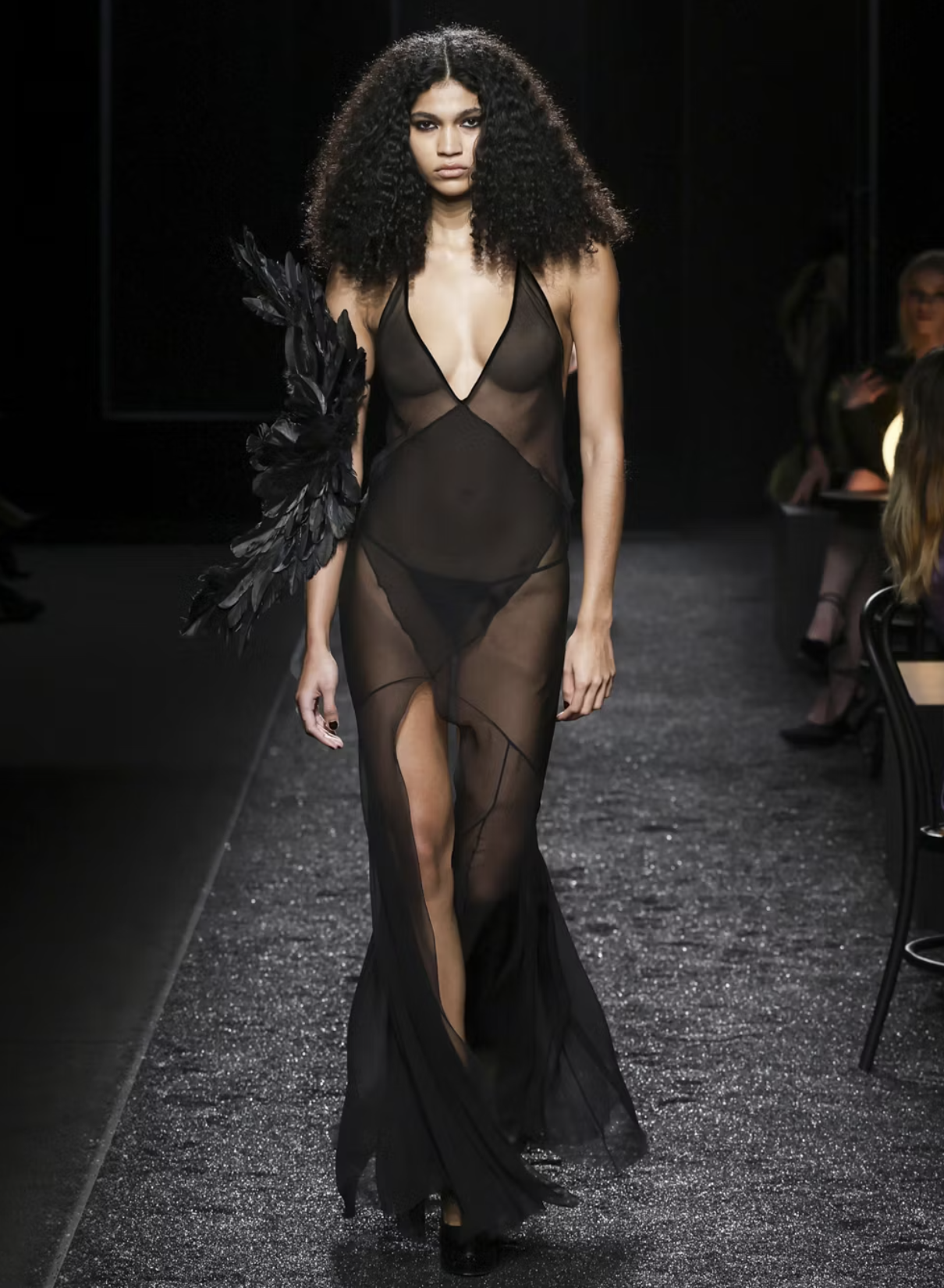Nina Ricci Autumn/Winter 25 runway black sheer maxi dress