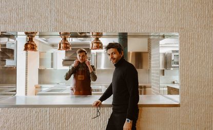 Chef Mallory Gabsi and designer Arnaud Behzadi in the new Mallory Gabsi restaurant. 