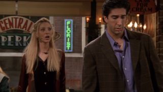 Phoebe whispering to Ross from behind him in Friends