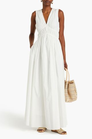 Shirred Cotton-Poplin Maxi Dress